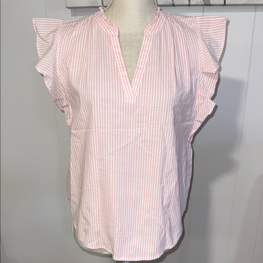 Liz Claiborne Pink Ruffle Sleeve Blouse